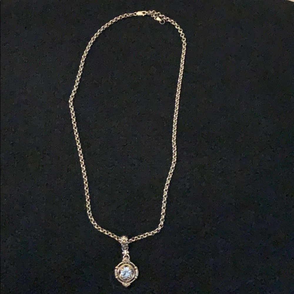 Blue Crystal Pendant on a Silver Chain